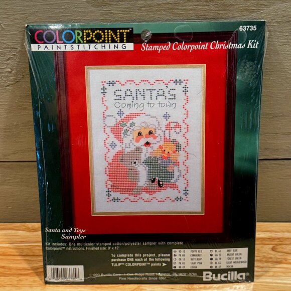 Bucilla 63735 Stamped Color Point Paint Stitching Santa and Toys Sampler Kit - Picture 1 of 5